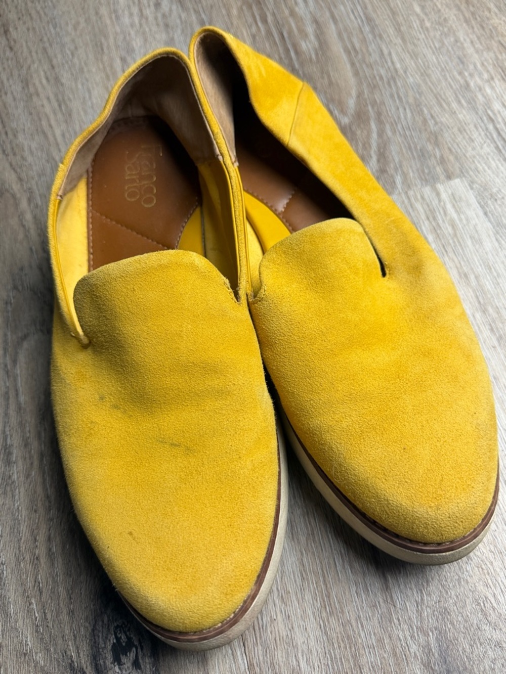 Franco Sarto Mustard Yellow Suede Loafers Slip-On Flats Women’s Size 8.5M